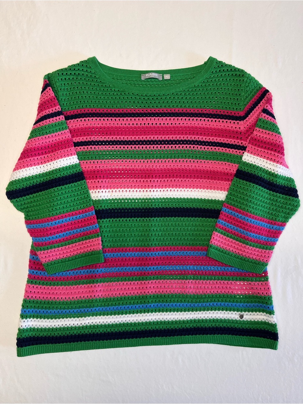 Rabe German Premium Open Work Striped Summer Sweater - Size 42 / L